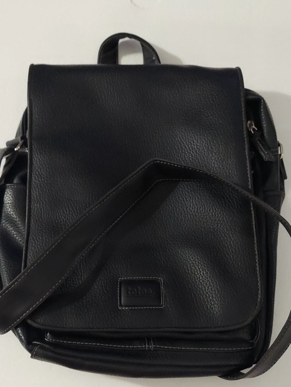 Vintage totes Black Leather Messenger Bag for Men/Womem with Adjustable Strap